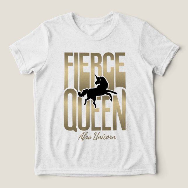 Afro Unicorn Fierce Queen T Shirt (Design Framsida)