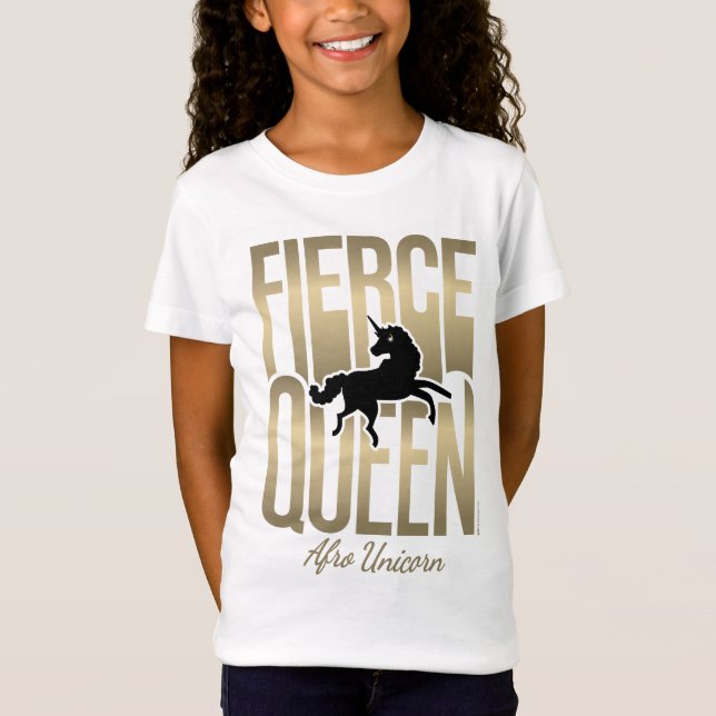 Afro Unicorn Fierce Queen T Shirt (Framsida)