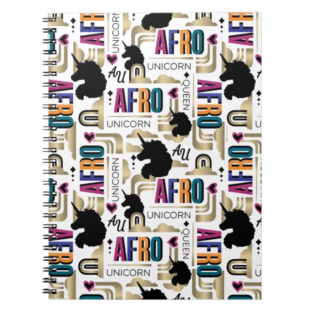 Afro Unicorn fold Mönster Anteckningsbok (Framsidan)