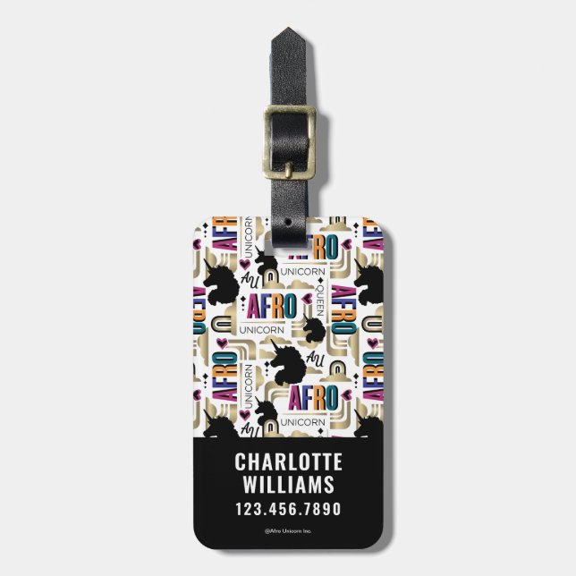 Afro Unicorn fold Mönster Bagagebricka (Vertikal Framsida)