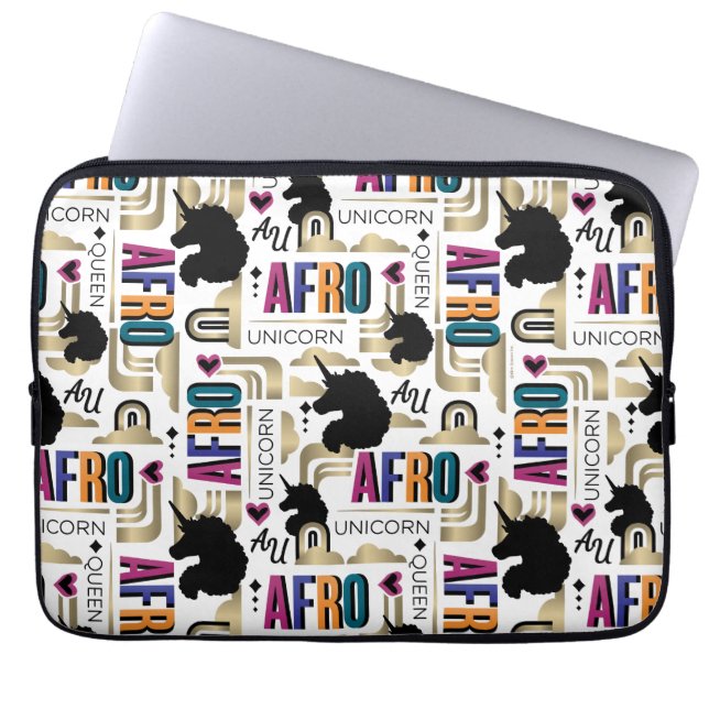 Afro Unicorn fold Mönster Laptop Fodral (Framsidan)