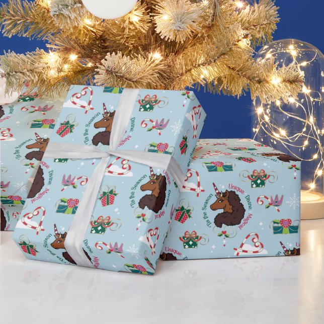 Afro Unicorn Helgdag Mönster Presentpapper (Helgdagar)