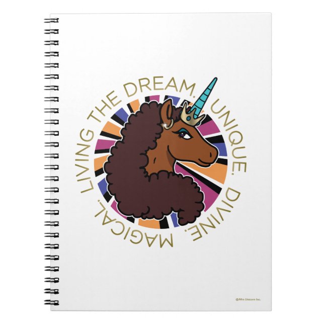 Afro Unicorn Living of Dream Design Anteckningsbok (Framsidan)