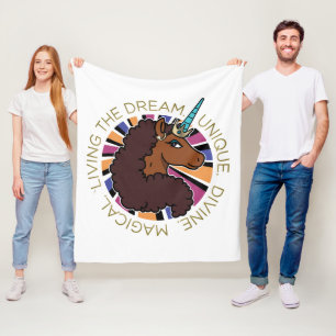 Afro Unicorn Living of Dream Design Fleecefilt