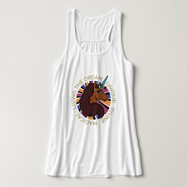 Afro Unicorn Living of Dream Design Linne Med Racerback (Design framsida)