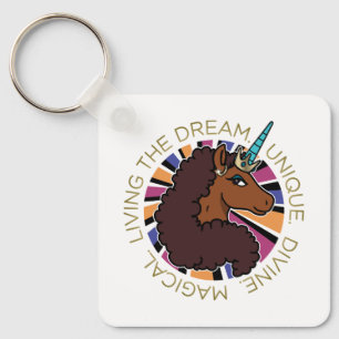 Afro Unicorn Living of Dream Design Nyckelring