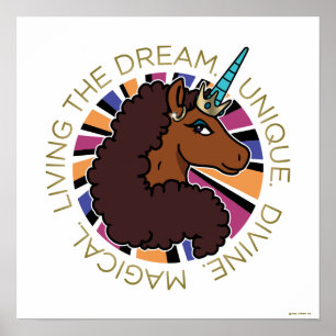 Afro Unicorn Living of Dream Design Poster