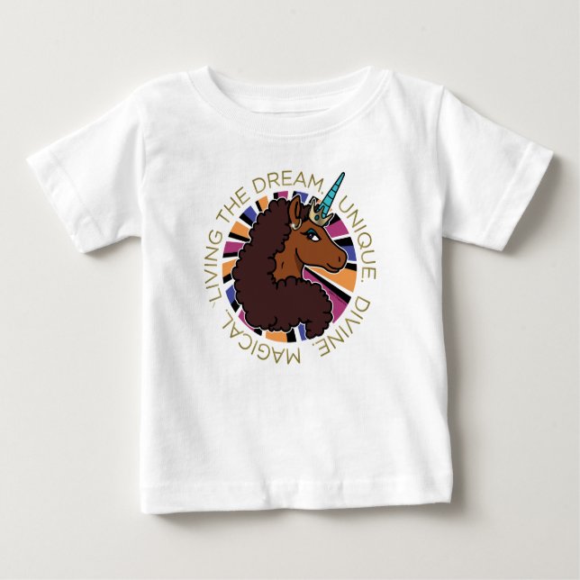 Afro Unicorn Living of Dream Design T Shirt (Framsida)