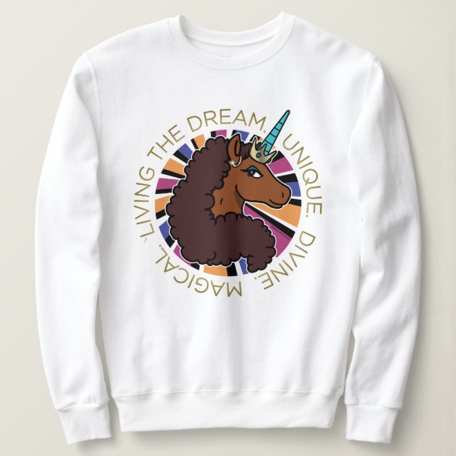 Afro Unicorn Living of Dream Design T Shirt (Design framsida)