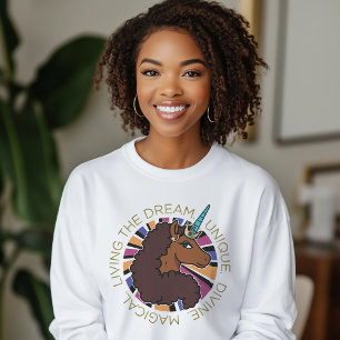 Afro Unicorn Living of Dream Design T Shirt