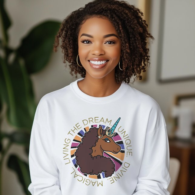 Afro Unicorn Living of Dream Design T Shirt (Skapare uppladdad)
