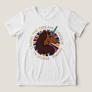 Afro Unicorn Living of Dream Design T Shirt