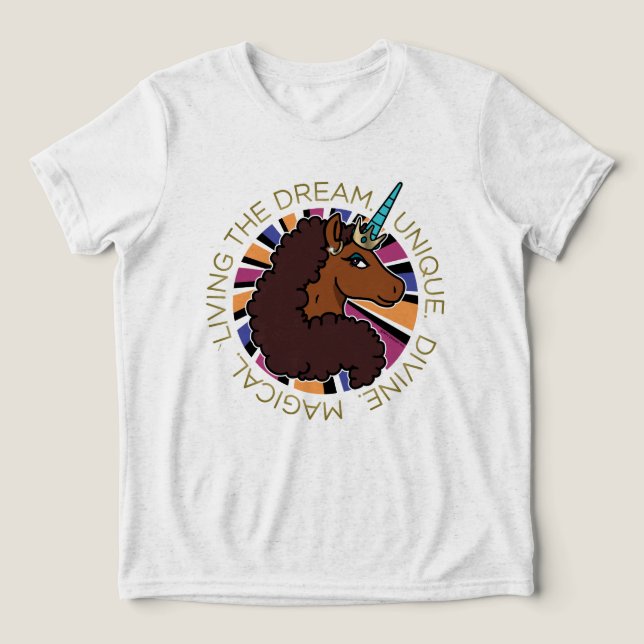 Afro Unicorn Living of Dream Design T Shirt (Design Framsida)