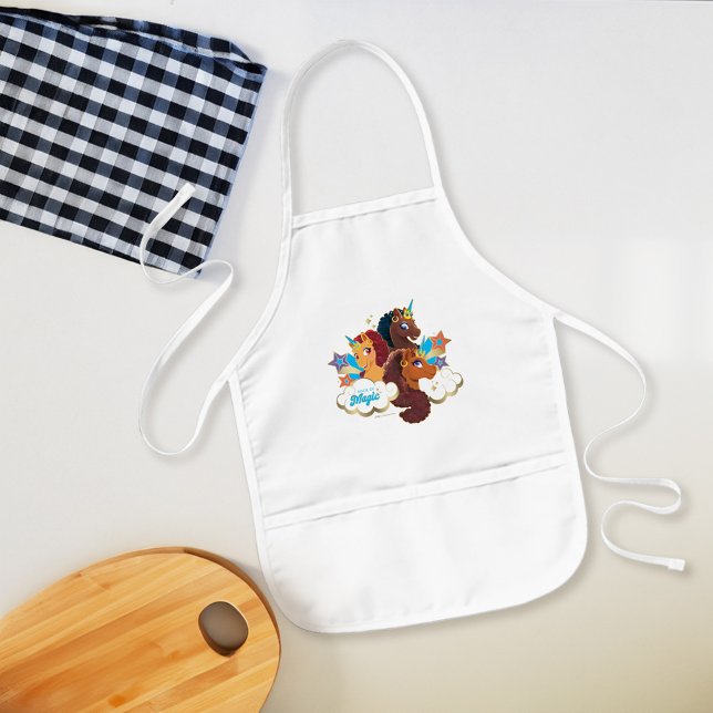 Afro Unicorn "Made of Magic" Trio Design Barnförkläde (Apron on counter)