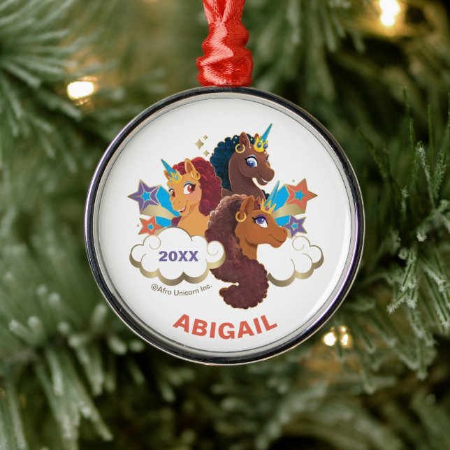 Afro Unicorn "Made of Magic" Trio Design Julgransprydnad Metall (Träd)