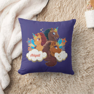 Afro Unicorn "Made of Magic" Trio Design Kudde