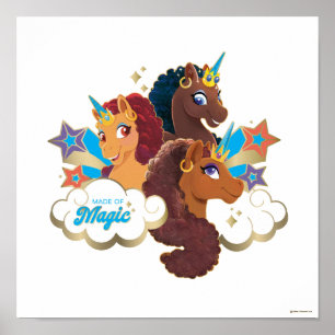 Afro Unicorn "Made of Magic" Trio Design Poster