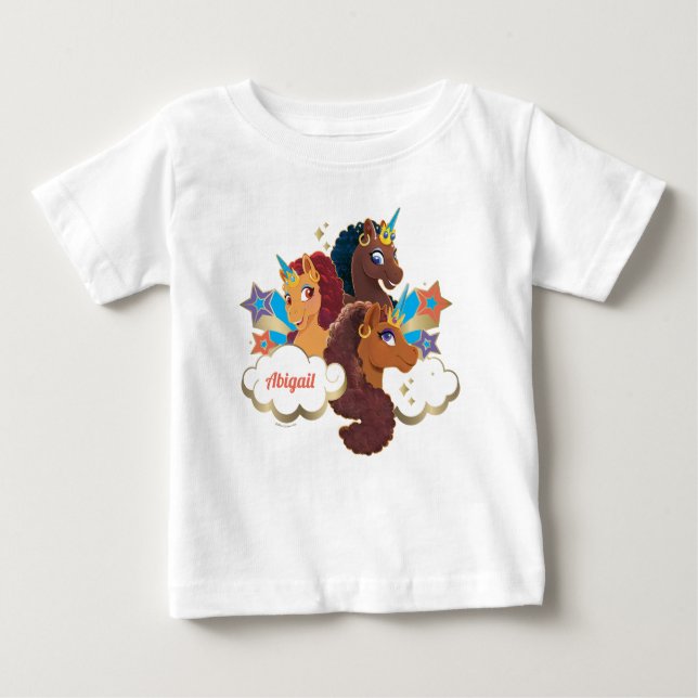 Afro Unicorn "Made of Magic" Trio Design T Shirt (Framsida)