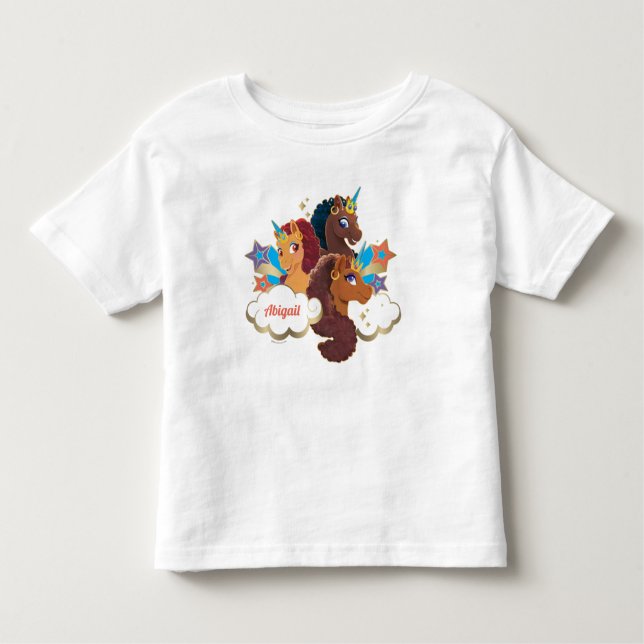 Afro Unicorn "Made of Magic" Trio Design T Shirt (Framsida)