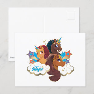 Afro Unicorn "Made of Magic" Trio Design Vykort