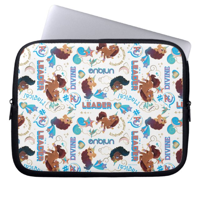 Afro Unicorn Magic Empowering Mönster Laptop Fodral (Framsidan)