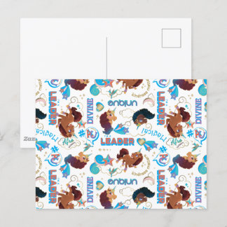 Afro Unicorn Magic Empowering Mönster Vykort