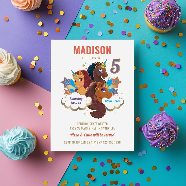 Afro Unicorn | Magic Girls Birthday Inbjudningar (Skapare uppladdad)