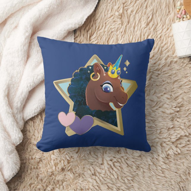 Afro Unicorn Magic Star Kudde (Filt)