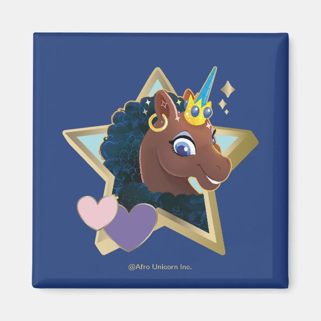 Afro Unicorn Magic Star Magnet (Framsidan)