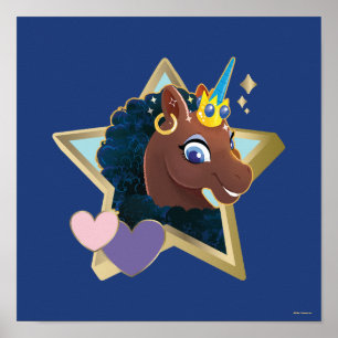 Afro Unicorn Magic Star Poster