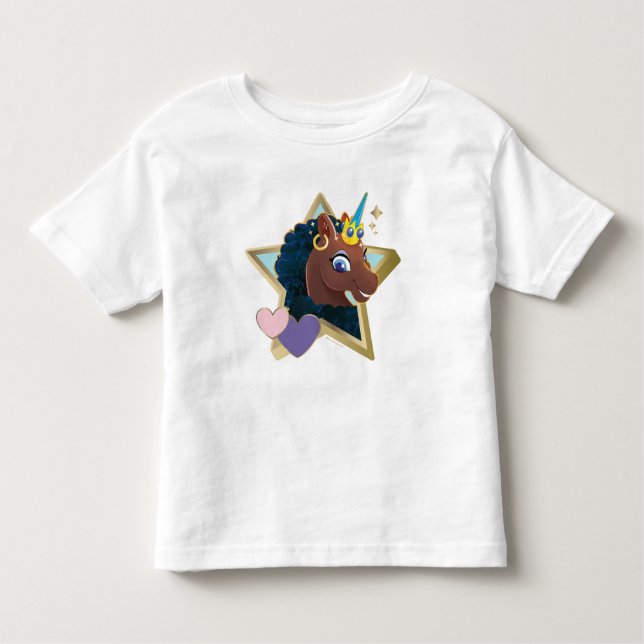 Afro Unicorn Magic Star T Shirt (Framsida)