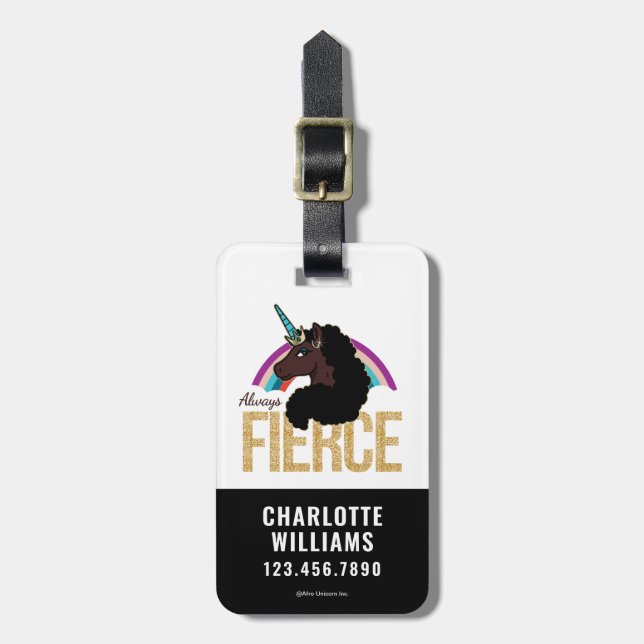 Afro Unicorn | Magisk - alltid häftig Bagagebricka (Vertikal Framsida)