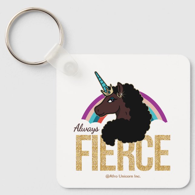 Afro Unicorn | Magisk - alltid häftig Nyckelring (Framsida)