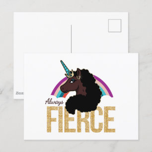 Afro Unicorn Magisk - alltid häftig Vykort