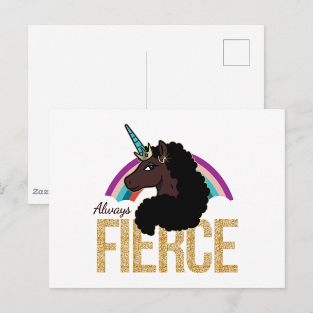 Afro Unicorn | Magisk - alltid häftig Vykort (Fram/baksida)