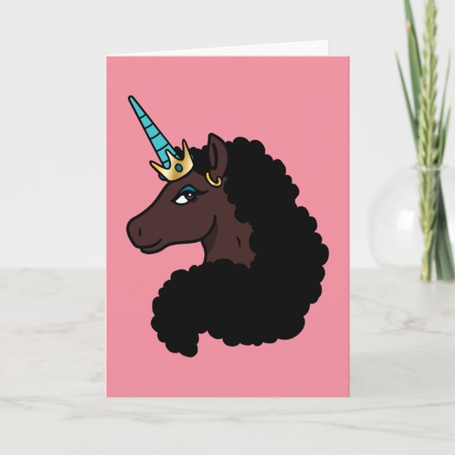 Afro Unicorn | Magisk Kort (Framsida)