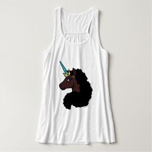 Afro Unicorn   Magisk Linne Med Racerback