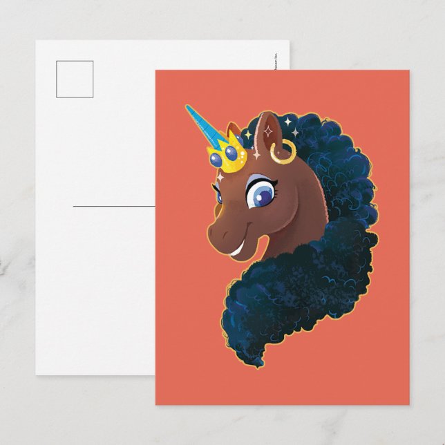 Afro Unicorn | Magisk Vykort (Fram/baksida)