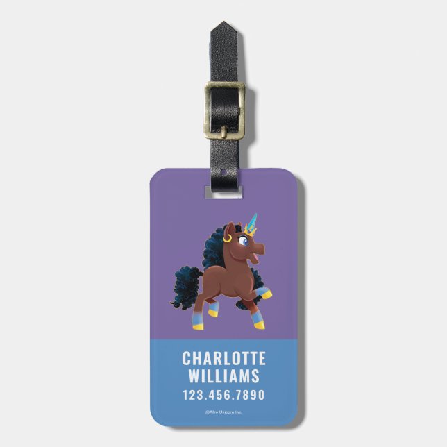 Afro Unicorn | Magiskt prancing Bagagebricka (Vertikal Framsida)