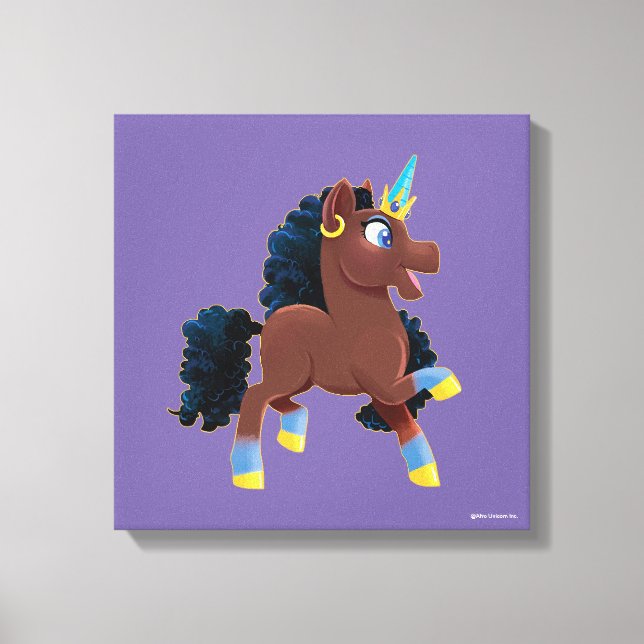 Afro Unicorn | Magiskt prancing Canvastryck (Framsida)