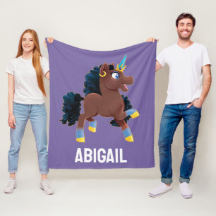 Afro Unicorn Magiskt prancing Fleecefilt