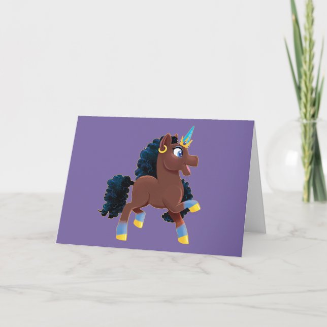 Afro Unicorn | Magiskt prancing Kort (Framsida)