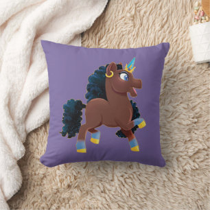 Afro Unicorn Magiskt prancing Kudde