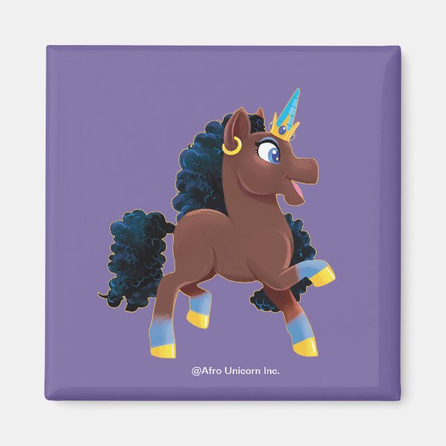 Afro Unicorn | Magiskt prancing Magnet (Framsidan)