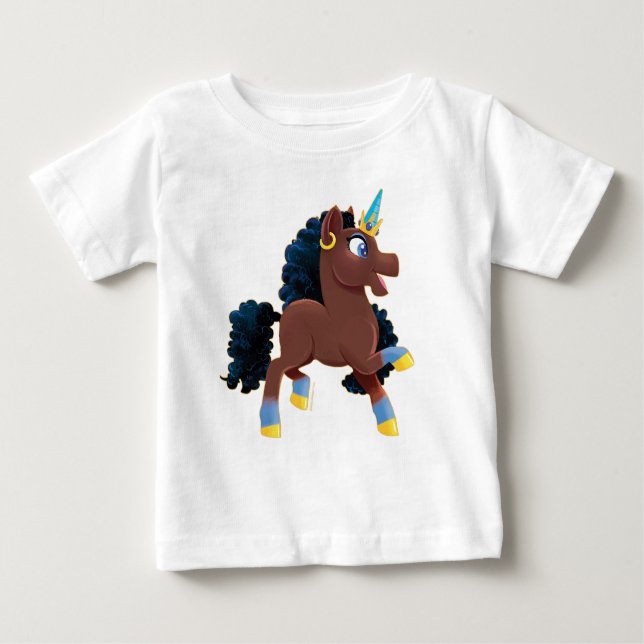 Afro Unicorn | Magiskt prancing T Shirt (Framsida)
