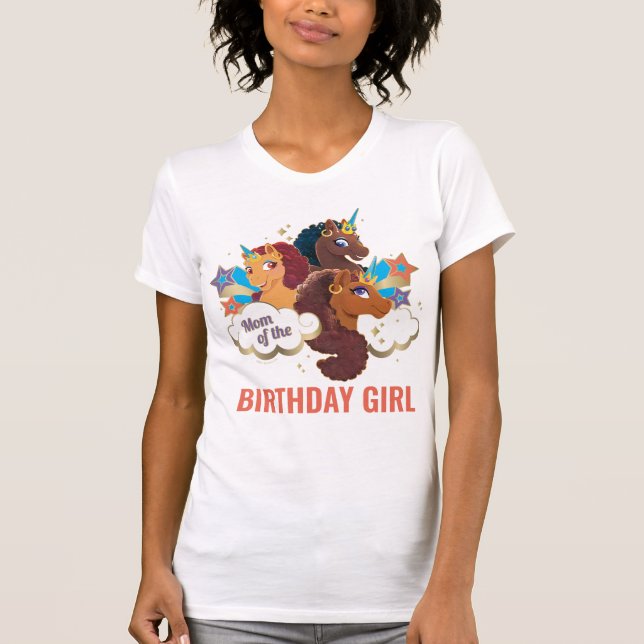 Afro Unicorn | Mamma i Birthday Girl T Shirt (Framsida)