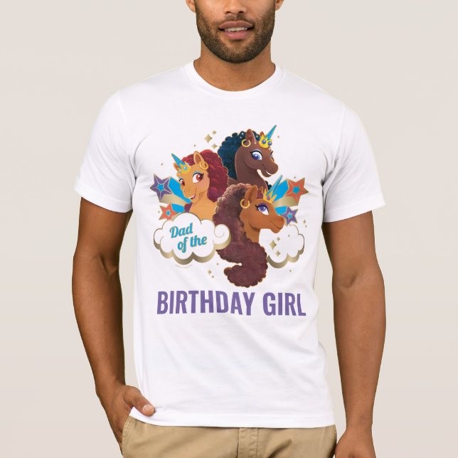 Afro Unicorn | Pappa i Birthday Girl T Shirt (Framsida)