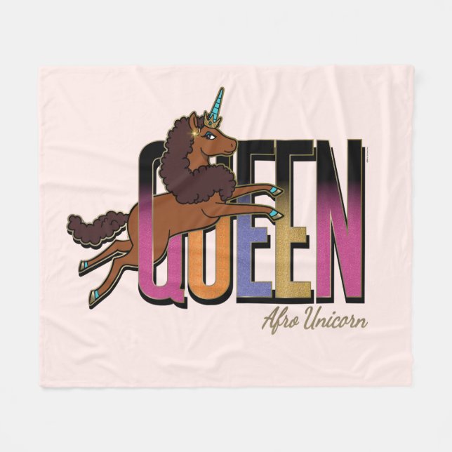 Afro Unicorn Queen Design Fleecefilt (Framsidan (Horisontell))
