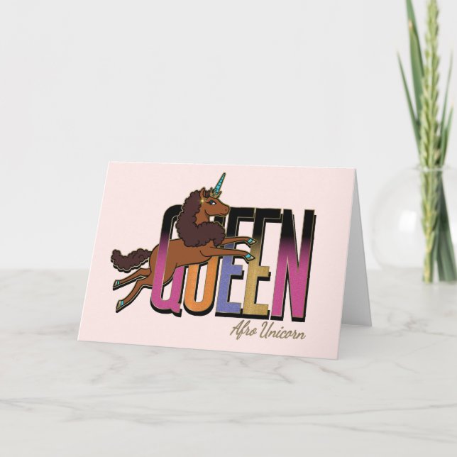 Afro Unicorn Queen Design Kort (Framsida)