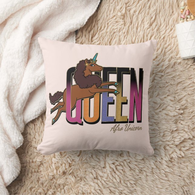 Afro Unicorn Queen Design Kudde (Filt)